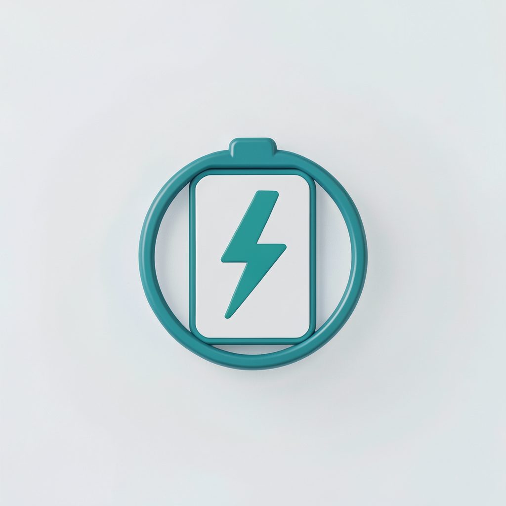 Small circular icon of a battery outline with a teal lightning bolt, symbolizing cordless power